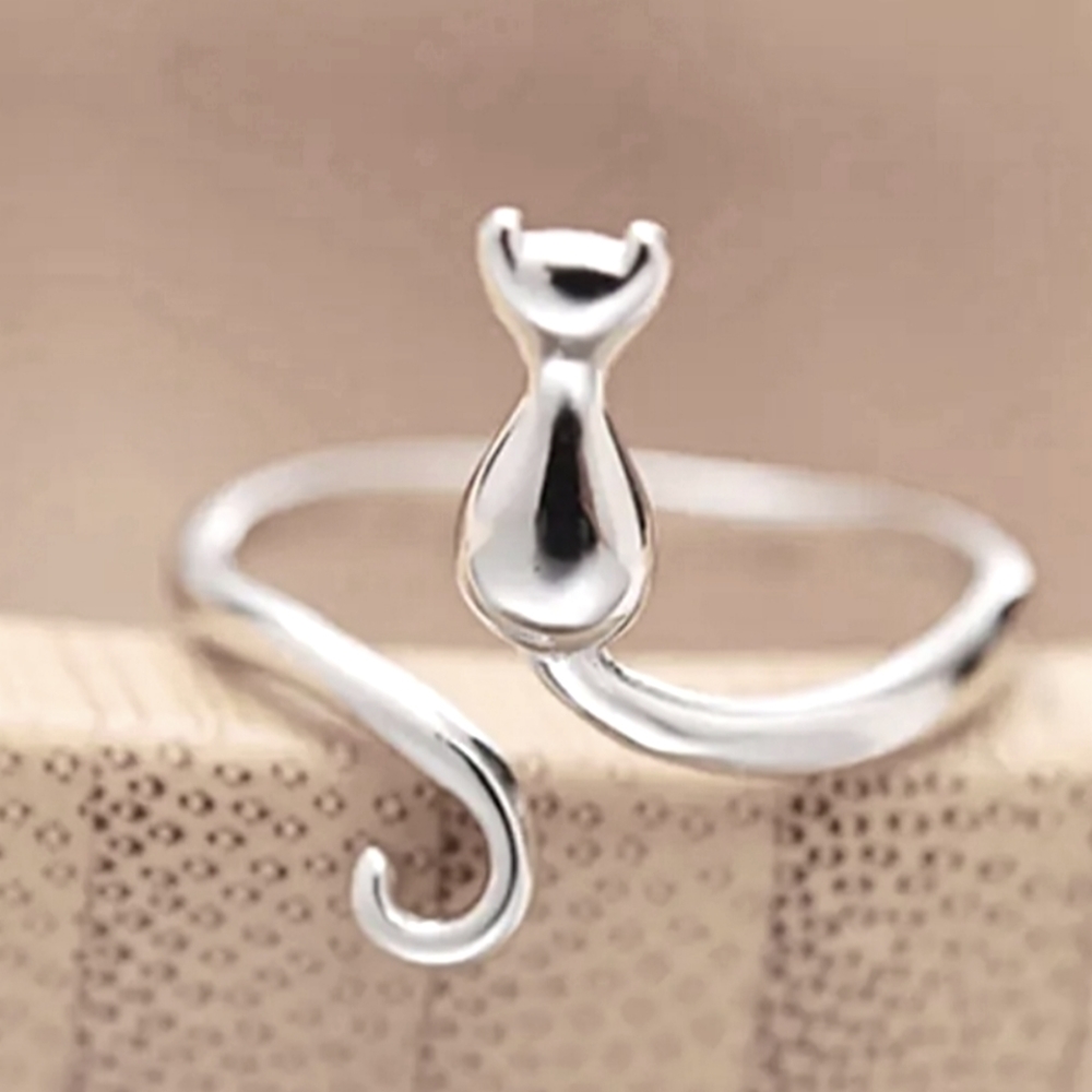 Cat Design Adjustable Ring One size